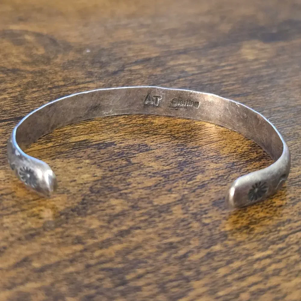 Vintage Navajo Abel Toledo AT Sterling Silver Stamped 2